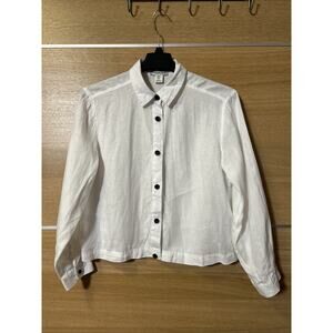Rachel Zoe Women's Sz Medium 100% Linen Long Sleeve button down shirt